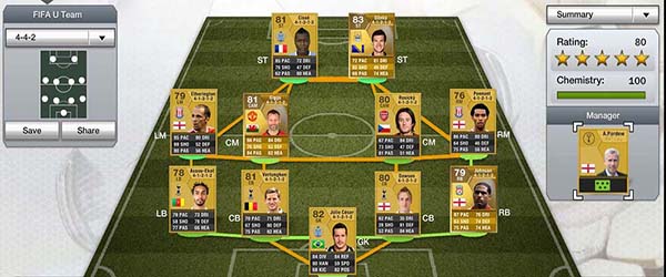 FIFA 13 Ultimate Team Barclays PL Gold Squad