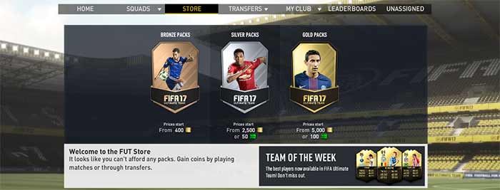 Preços dos FIFA Points e dos Pacotes em FIFA 17 Ultimate Team