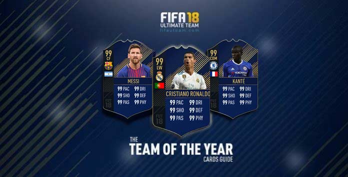 Cartas de Jogadores para FIFA 18 Ultimate Team - Cartas Team of the Year